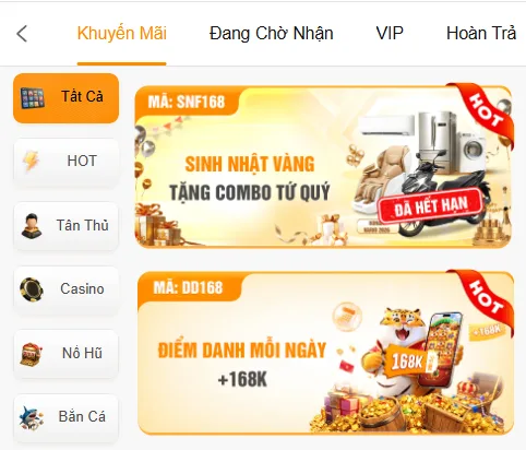 Hệ thống khuyến mãi đa dạng dành cho thành viên F168